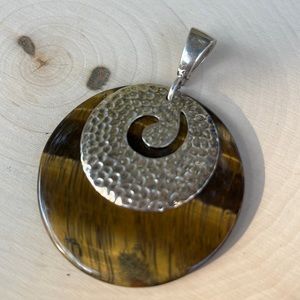 Whitney Kelly WK Sterling Silver 925 Tiger Eye Pendant Enhancer Vintage Jewelry